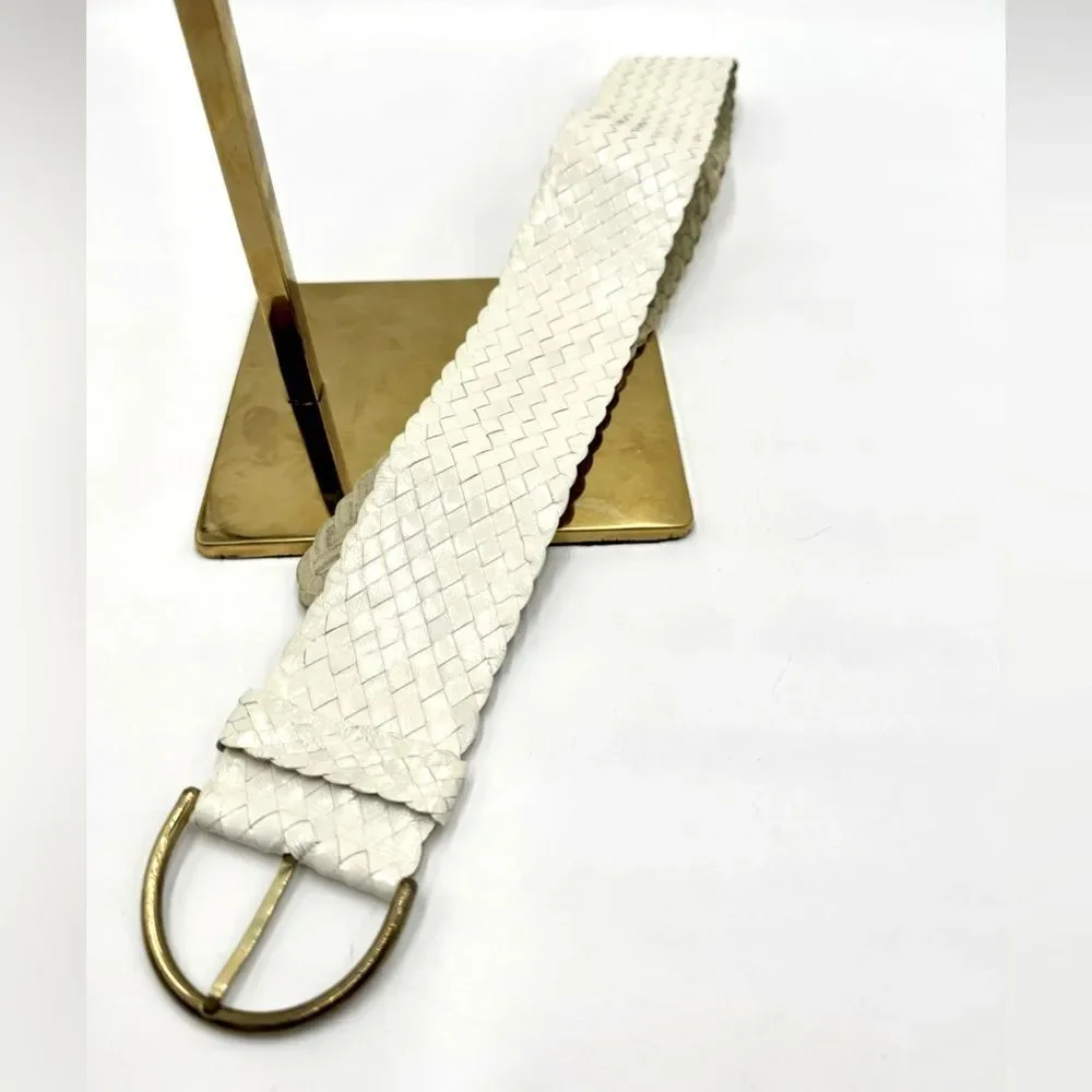 Auth Vtg Christian Dior White Woven Leather Women’s Belt Size US XS Preloved - Picture 3 of 8